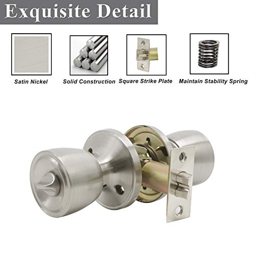 Probrico Ultra Security Privacy Door Locksets, Brushed Nickel Tulip Style Door Knobs With Lock For Bedroom & Bathroom(10 Pack) #TOP5