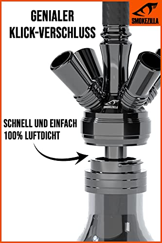 Smokezilla® IRYS Shisha Edelstahl 66 cm I Wasserpfeife Komplettset mit Kaminkopf Kaminaufsatz Kopfsieb Kohlezange I… – Bild 5