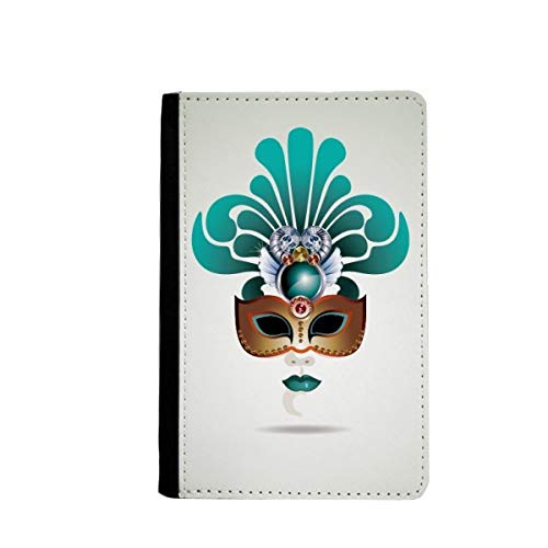 Étui portefeuille pour passeport avec masque cyan en simili cuir
