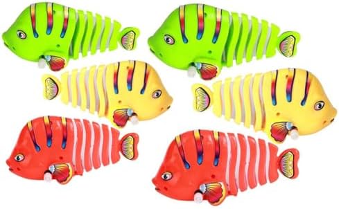 6PCS Clockwork Swinging Cartoon Fish Toys, Plastic Fish Toys, Fish Toys for Kids, Cartoon Fish Toys, Robot Fish, Robotic Fish (Random Color)