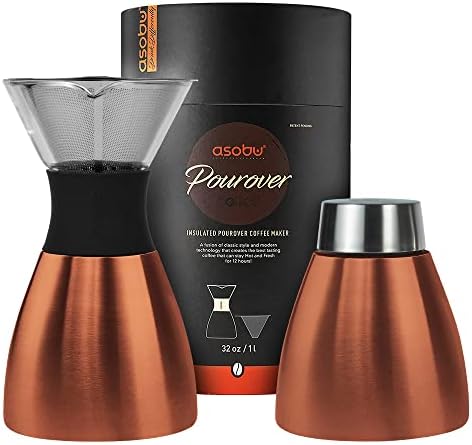 asobu Pour Over Coffee Brewer - 1 Litre - Black, Copper