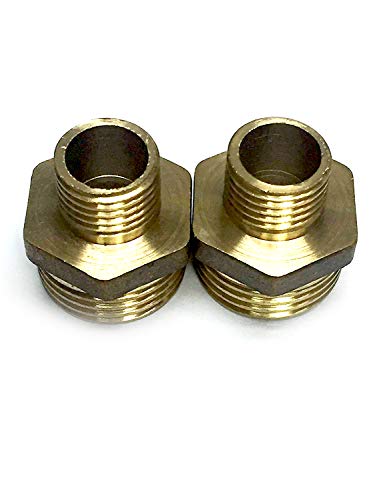 VEDA 2 pecs Brass Hose Tap Connector Male Thread Plumbing Water Pipe Adaptor Fitting 13 Sizes (1/2" BSP to 1/4" DN15 to DN8)