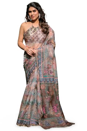Image of MIRCHI FASHION Saree for Woman Organza Floral Printed | Lightweight Elegant Traditional Sari with Matching Blouse Piece