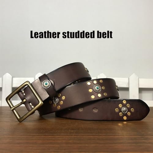 Men's belt,Mens Leather Rivet Belt, Hand Studded Vintage Cowboy Biker Punk Hip Hop Belt2