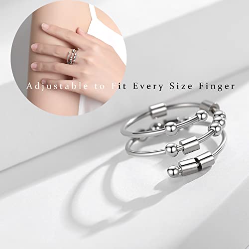 Lnieer Morse Code Rings For Women Men Funny Inspirational Gifts Stainless Steel Fidget Rings For Anxiety Anxiety Ring With Beads Spinner Ring Fidget Ring Message Friendship Gifts Jewelry Birthday Gifts (Ohana) #TOP4