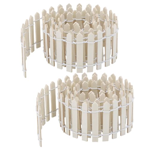 2uds Mini Valla de Jardín de Hadas, 90 cm Valla Decorativa Madera, Adorno Paisaje en Miniatura para Casa Muñecas, Manualidades, Diorama, Maceta (Color Madera)