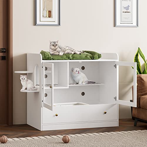 Lovinouse 180099 Luxury Cat Litter Box Enclosure, Xl Multipurpose Cat Condo Hidden Litter Box With Large Tray, Dog Proof Cat Box Furniture Suit thumb #3
