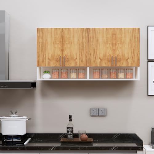 Image of SPECIALITY PANELS 4 Door Modular Wall Mounted Kitchen Cabinet with Organizer Shelf Space Saving Storage Unit Durable Engineered Wood Cupboard for Kitchen Living Room Utility Organizer Furniture