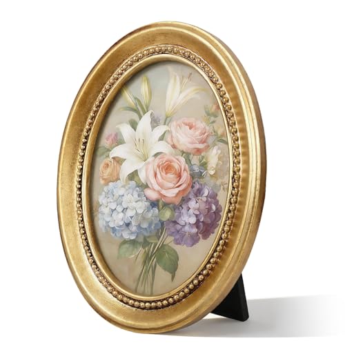 Image of Small Photo Frame, 4x5 Inch Vintage Picture Frame Vintage Frames for Home Decor Gallery Cherished Memories (Gold)