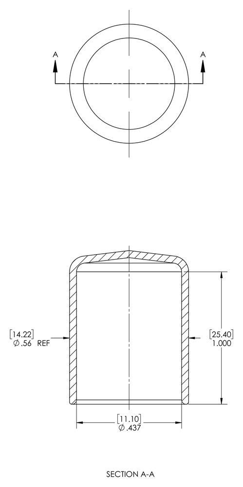Caplugs VC-437-16 VC Series – Plastic Round Cap 500 Pack, Black Vinyl, 0.437