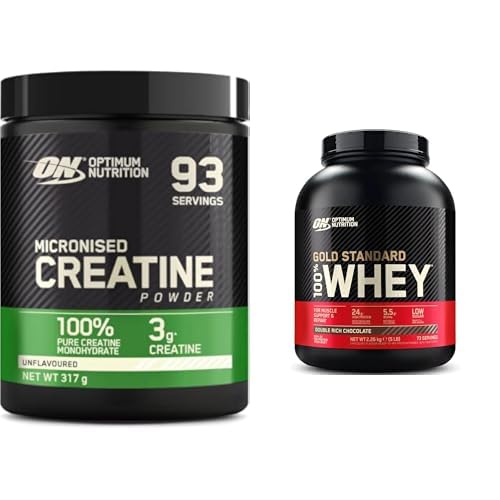 ON Optimum Nutrition Seti | Kreatin Aromasız 317g 93 Servis x1 + 100% Whey Gold Standard Double Çikolata Aromalı, 2.26kg, 73 Servis x1