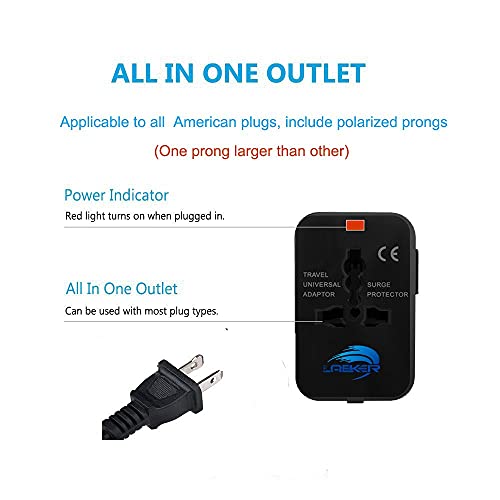 Universal Power Adapter,Laeker Travel Adapter All In One Worldwide Adaptor Wall Charger Ac Power Plug Adapter With Dual Usb Charging Ports For Usa Eu Uk Aus (Black) #TOP4