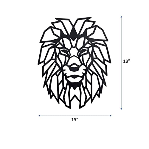 Image of METSY Wall Decor Graphical Lion Face Art | Metal Wall Art | Wall Hangings for Home Decoration | (48x38cm) Crafted with Laser Cutting, Black Powder Coated For Living room, Bedroom, Hallways