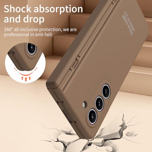 Coque Samsung Galaxy Z Fold 5 rigide marron avec béquille intégrée - 6