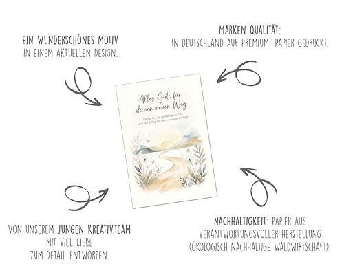 Edition Seidel Premium Glückwunschkarte zum Abschied mit Umschlag. Abschiedskarte Karte Grußkarte Spruch Sprüche Ruhestand Job Jobwechsel Tschüss Arbeit neue Wege Kollegen Mann Frau (AS192 SW026)