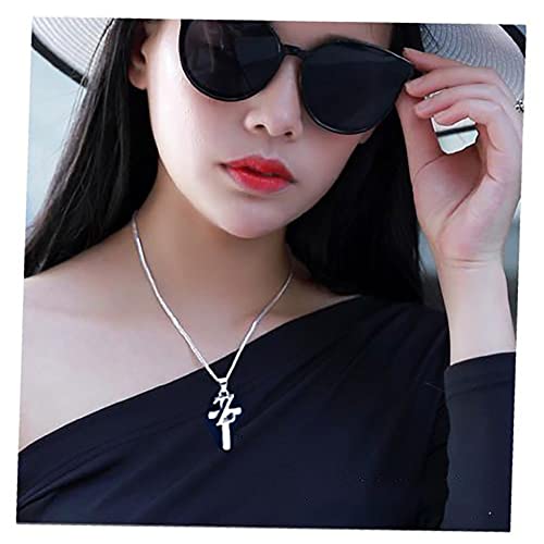 Panshi Cross Initial Necklaces For Men Women Sterling Silver Pendant Chain Steel Letter Necklace Mens Jewelry (A) #TOP3