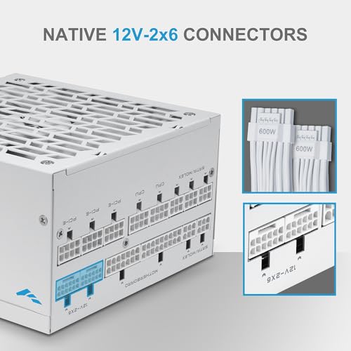 P1200 Alimentatore Completamente Modulare – 1200W 80 Plus Platinum, Compatibile con ATX 3.1 e PCIe 5.1 | Connettore 12V-2x6 per NVIDIA RTX 50/40, Ventola FDB Silenziosa – BIANCO - Alimentatore - Immagine 5