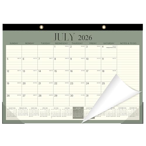 Image of ZTX Desk Calendar 2026-2027 July 2026 to December 2027 17 inch x 12 inch Green
