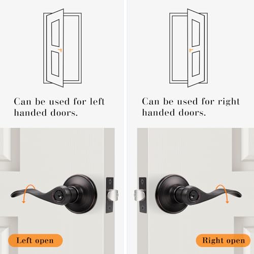 Probrico Keyed Alike Bronze Door Handle, Oil Rubbed Bronze Wave Style Entry Door Handles, Door Levers Lockset for Interior and Exterior Doors, 2 Pack by Probrico - Image 3