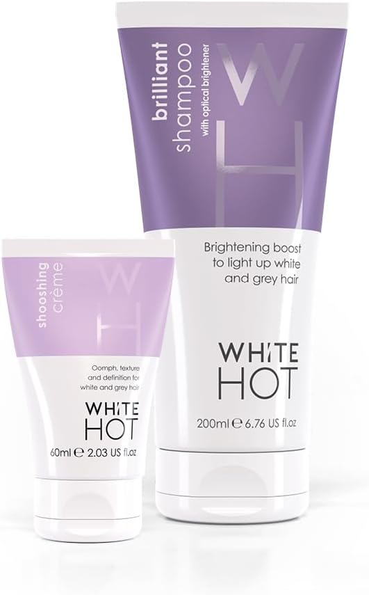 Boost and Shoosh Duo : Brilliant Shampoo and Shooshing Crème : Keep brassiness at bay, brighten grey and white hair, combat yellowing, bring volume and oomph