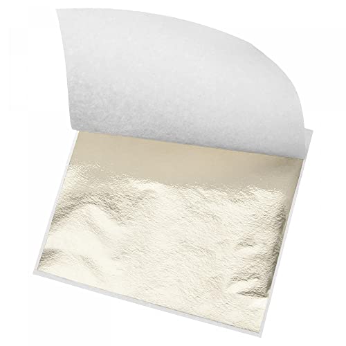 sourcing map Hoja de hoja dorada, papel de hoja plateada, 8,4 x 7,9 cm, para decoración artística, esculturas, pintura, paquete de 100