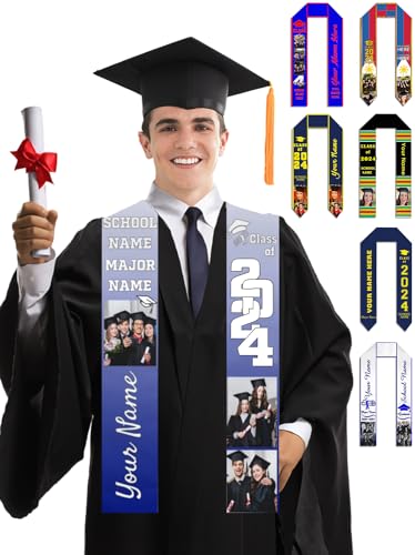Generic Custom Graduation Stole Class of 2024 Personalized Graduation Sash Customize Cloth Stoles Customized Congratulations Gifts, Square Bottom