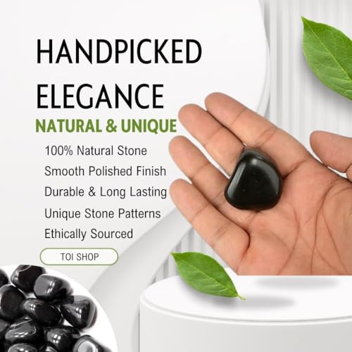 Image of Black Agate Tumble /Pebbles Stone. for Reiki, Crystal, Vastu, Fang Shui Aura, Home Decor, Office Decor, Gifting, Good Luck, showpiece etc. (Black, 400 gm)