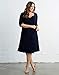 Kiyonna Women's Plus Size Sweetheart Midi Cocktail Wrap Dress, Wedding Guest, Wear to Work, Party or Semi-Formal Event, 3/4 Sleeves, Navy Blue Size 0X (10-12)