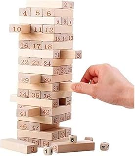 لعبة ستاك هاي من كيدز تايم - لعبة بناء برج بباركيه خشبي كلاسيكي ومرقم للاطفال وتلعب بلاعبين او اكثر - 54 قطعة