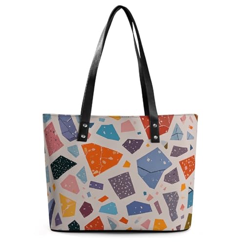Sac à main en cuir exquis pour femme au motif terrazzo marbré pastel