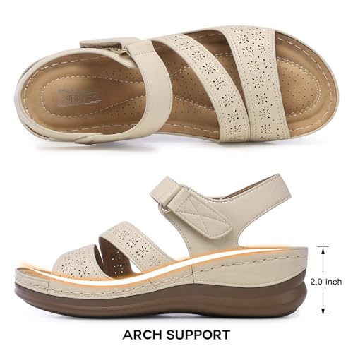 Image of SHIBEVER Women's Wedge Sandals Comfortable: Summer Dressy Walking Platform