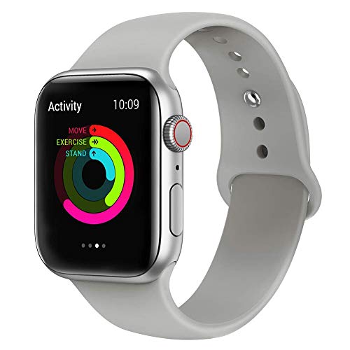 VIKATech Correa de Repuesto Compatible con Apple Watch de 44 mm 42 mm, Correa de Silicona Suave de Repuesto para iWatch Series 4/3/2/1, S/M, Gray