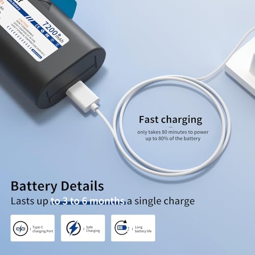 Mewgulf High Capacity 7200Mah Replacement For Simplisafe Extra Outdoor Camera Battery Pack Cm0B1 Cmob1 With Type C Cable thumb #2
