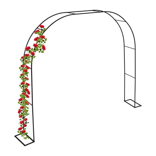 Relaxdays Rosenbogen, Metall, HxBxT: 210 x 280 x 40 cm, Torbogen Garten, stabiler Rankbogen für Kletterpflanzen, schwarz