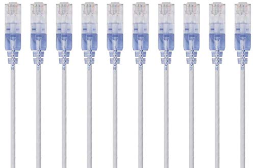 Monoprice Cat6A Ethernet Patch Cable, Snagless RJ45, 550Mhz, 10G, UTP, Pure Bare Copper Wire, 30AWG, 10-Pack, 3 Feet, White