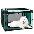 Ownpets 4 Door Folding Dog Crate,Portable Pet Crate with Strong Steel Frame for Dogs & Cats, Detachable Soft Indoor & Outdoor Kennel Size M&L (L:83x59x59)