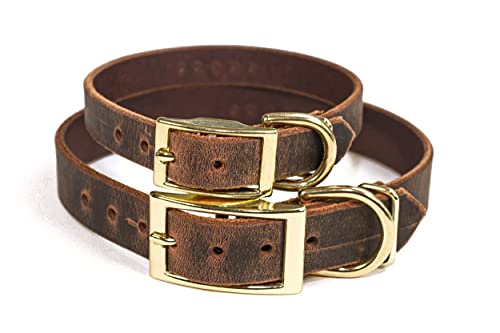 Copper Leaf Leather Handmade Studded Personalized Bridle Leather Dog Collar thumb #3