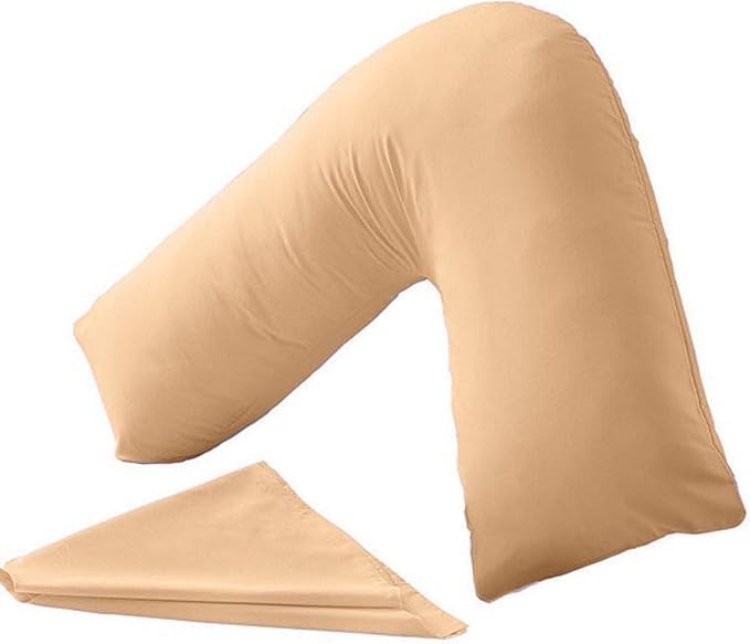INSAFIANS Orthopedic V-Shaped Pillow with Pillowcase Perfect for Nursing Maternity & Baby Support Pillow (Latte, V Pillow Case Only)