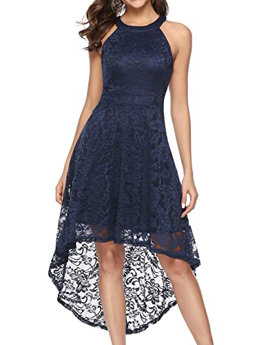 Dress for Women Vintage Dress Halter Cocktail Party Dress Hi-Lo Bridesmaid Dress 28 Navy M