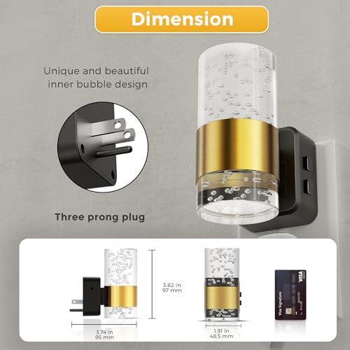 Image of L LOHAS LED Night Light,Dimmable Night Lights Plug into Wall with Remote Control, RGB Color Changing, Dusk to Dawn Sensor, Acrylic Bubble Nightlight for Bathroom