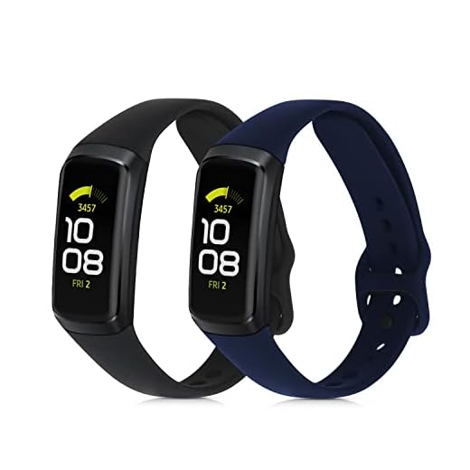 kwmobile silikon klockrem kompatibel med Samsung Galaxy Fit (SM-R370) – 2 x fitnessspårare utbytesband armband med spänne, svart/mörkblå