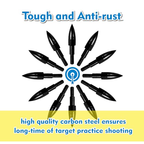 image for MOLFUJ 12pcs Archery Arrow Tips 100 Grain Field Tips 5/16 Inch Screw i