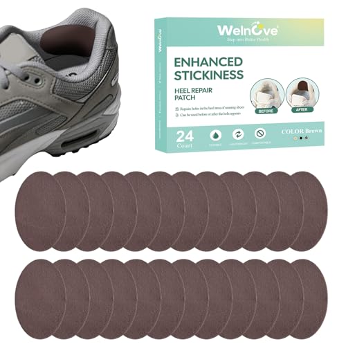 Welnove 24 pièces de patchs de réparation pour chaussures - Patch adhésif intérieur en tissu ultra-doux et respirant pour baskets et chaussures de ville,...