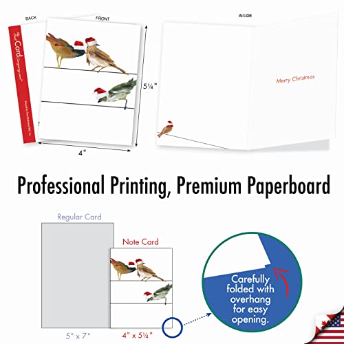 Image of The Best Card Company - 10 Holiday Note Cards for Christmas - Festive Bulk Assortment, Boxed Notecards with Envelopes (4 x 5.12 Inch) - Holiday High Wire Birds M3318XSG