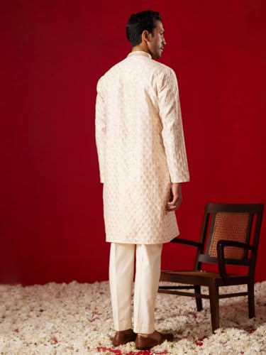 Image of VASTRAMAY Men's Silk Blend Kurta and Pyjama Set