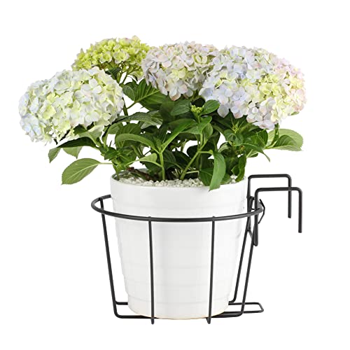 TreeLen Railing Planter Baskets Flower Pot Holder Hanger Black Balcony Plant Hangers Metal Potted Stand Mounted Hanging planters for Indoor Outdoor Plants 3 Pack