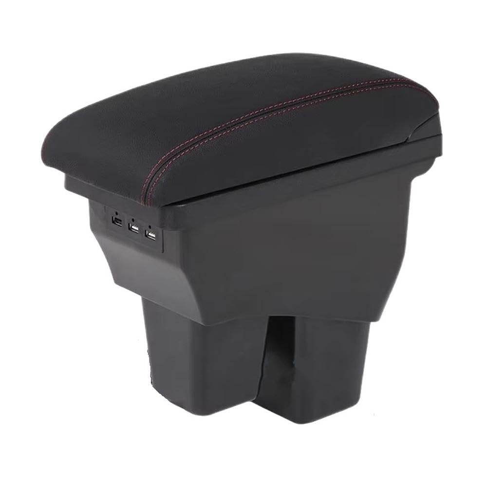FSOZDBBPL For Jazz For Fit 2015-2020 Car Armrest Box Retrofit Parts Interior Storage Box 3USB Interior Parts(B1 Black corium)