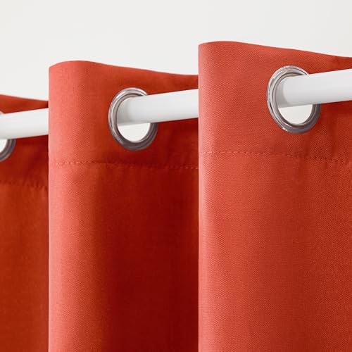TOWN & COUNTRY BASICS Cabana Solid Heavyweight Indoor Outdoor Curtains, Light Filtering Opacity with Grommet Top, Water Repellent, 2-Pack Set, 54"x120", Mecca Orange by TOWN & COUNTRY BASICS - Image 2