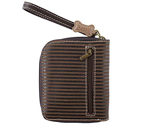 Chala Zip Around Wallet, Wristlet, 8 Credit Card Slots, Sturdy Pu Leather, Bulldog - Brown Stripe #TOP2