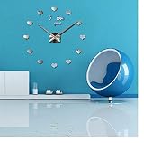 LTOOD Horloge Murale Bricolage décoration Murale Sticker Effet Miroir Bref Style Nature Morte Couloir à Quartz (Noir)